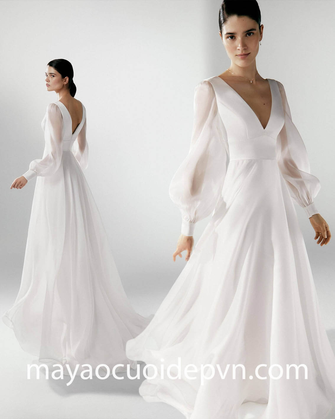bishop sleeve winter wedding dress