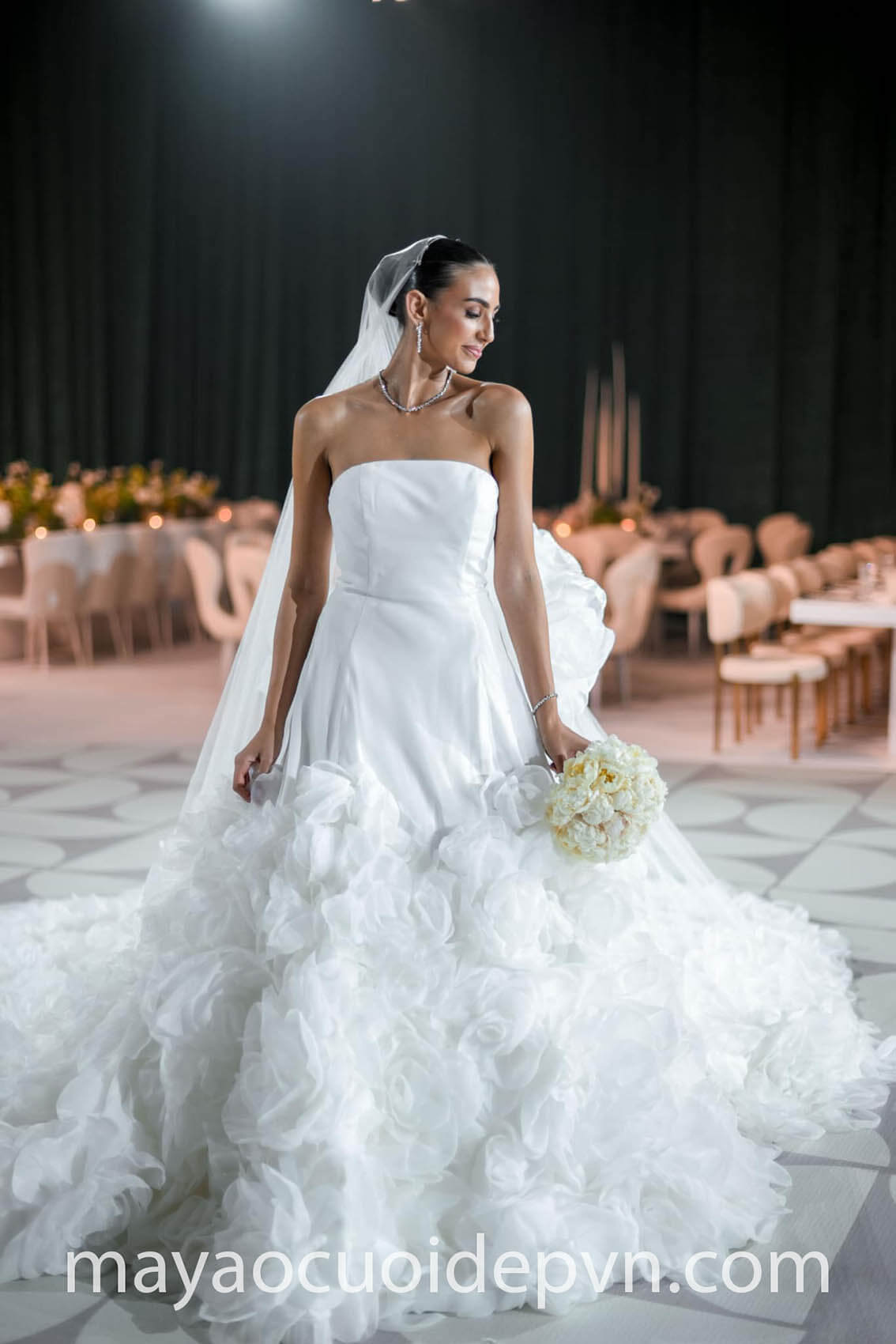 3d floral winter wedding gown