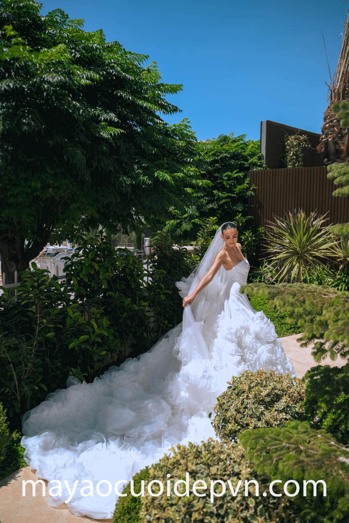 oversized floral winter wedding gown