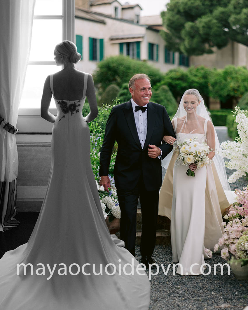 váy cưới minimalist đuôi dài