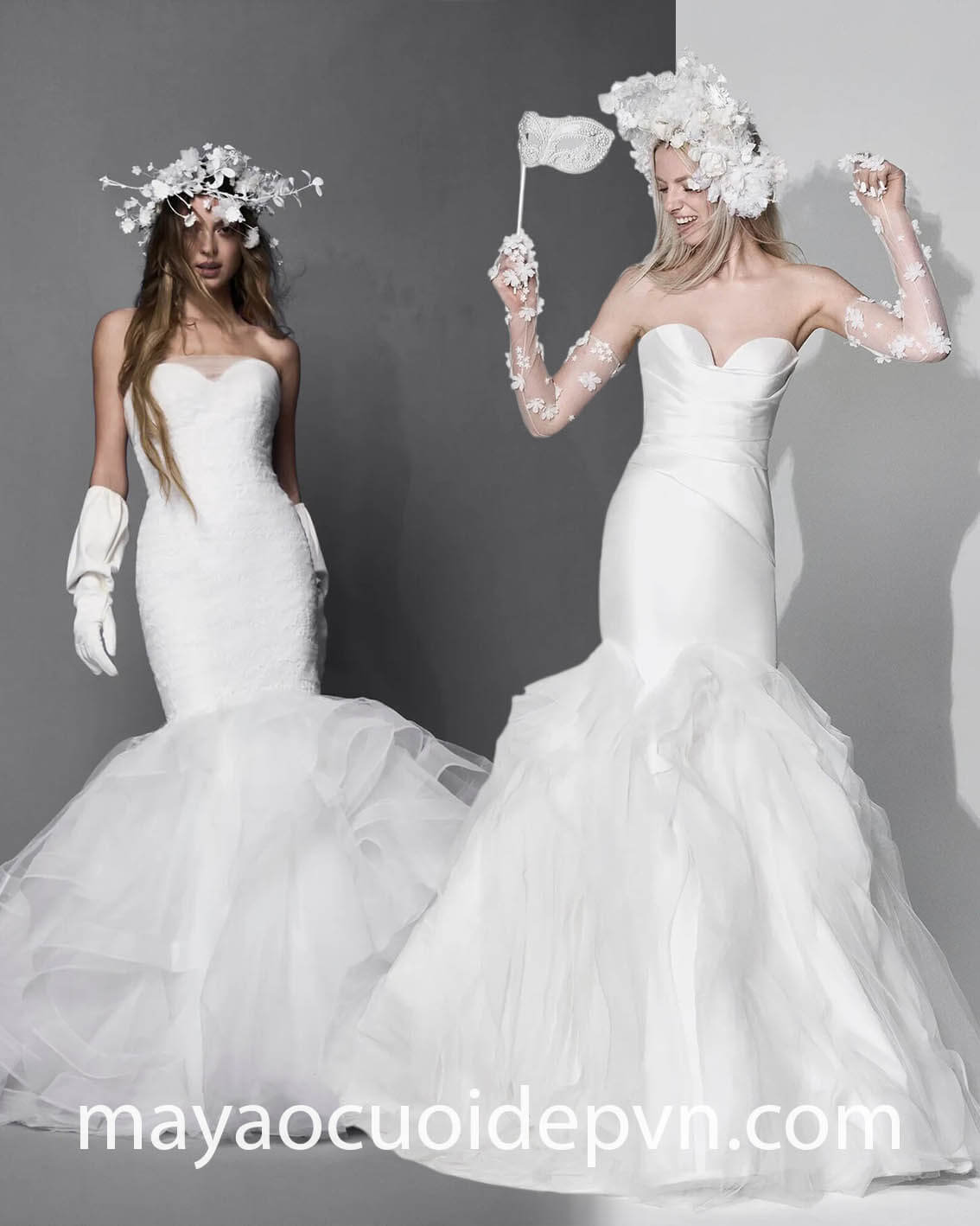 ruffled and tiered winter wedding dress