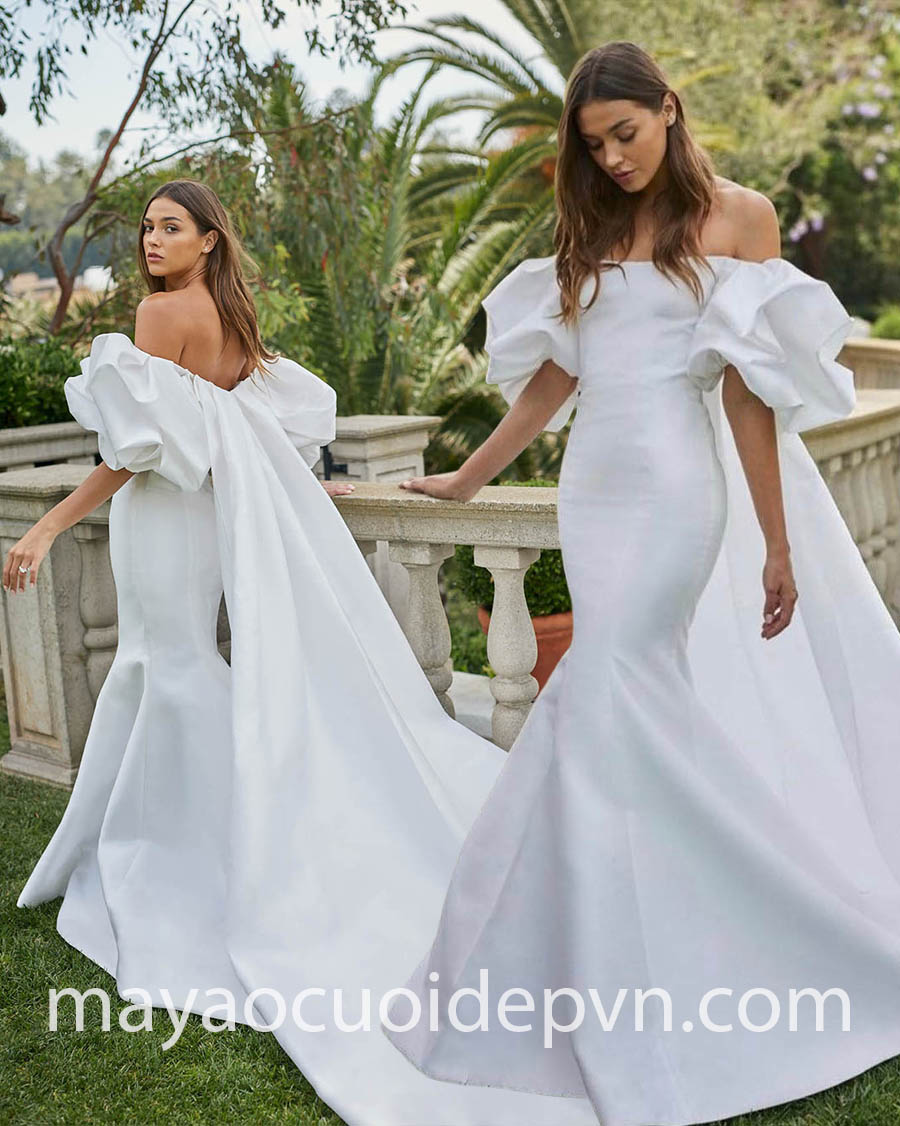 satin cape wedding dress