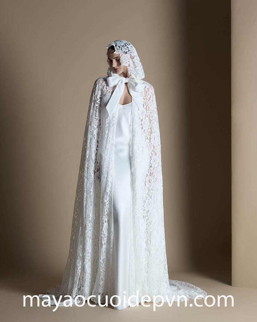 hooded lace bridal cape