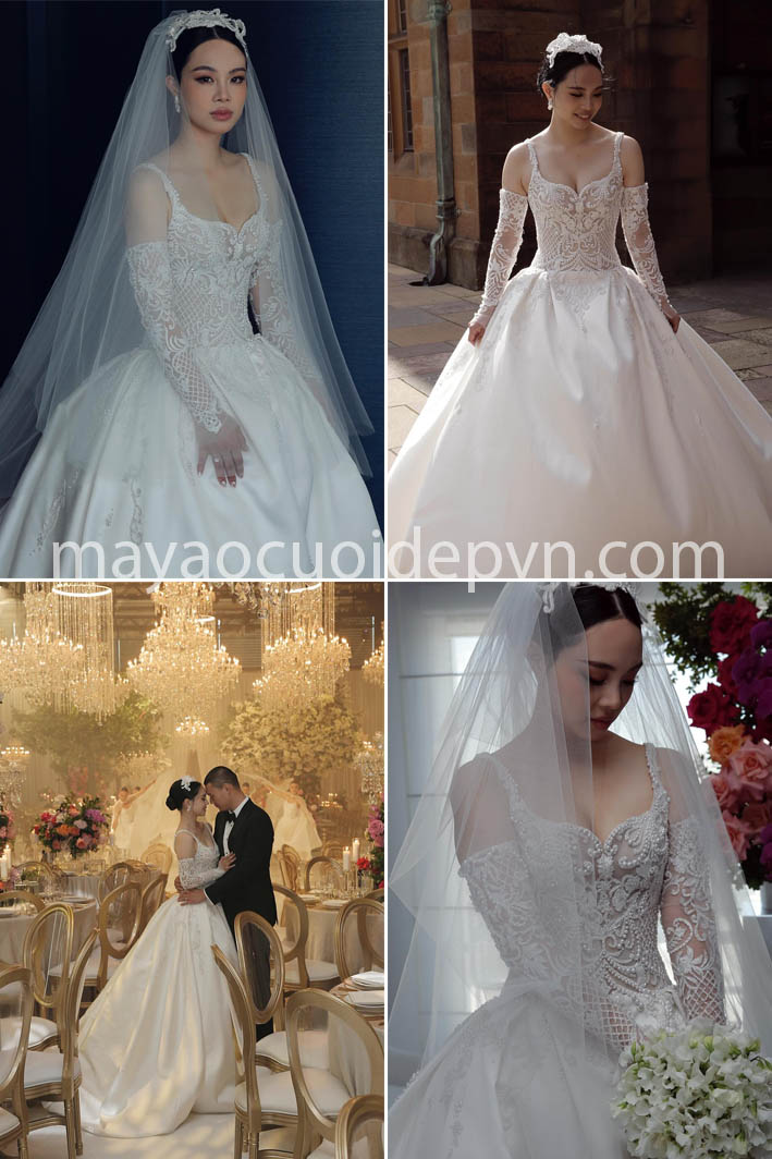 váy cưới hạ eo thiết kế riêng có một không hai