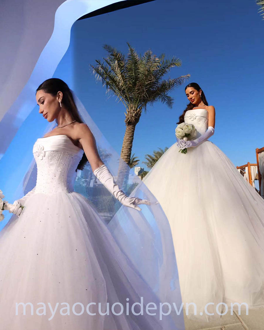 áo cưới công chúa hạ eo thiết kế riêng