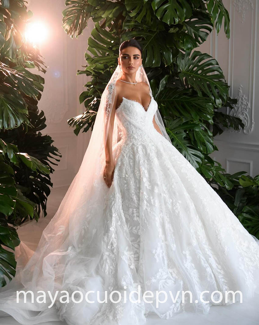 haute couture drop waist ball gown