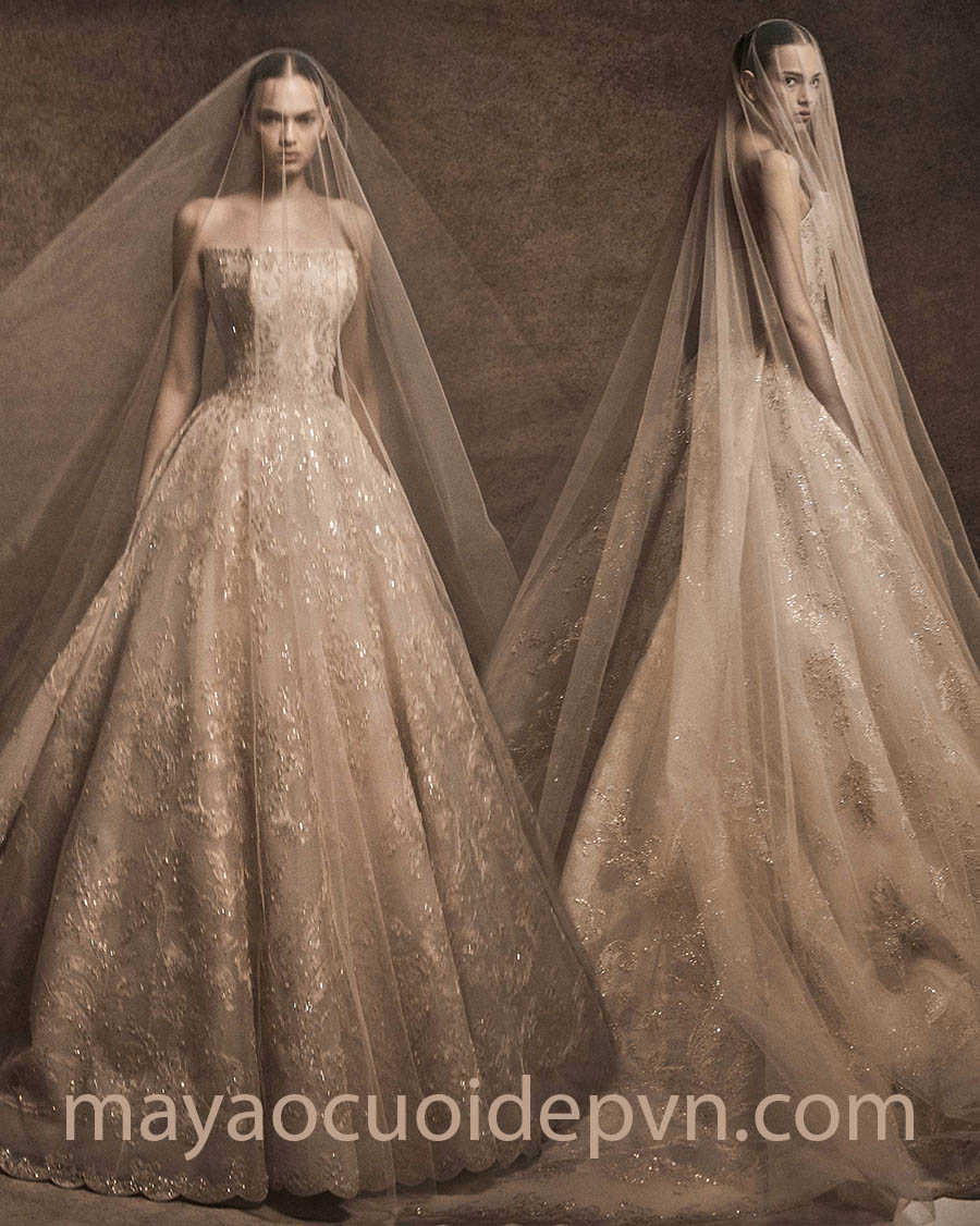 haute couture drop waist wedding dress design