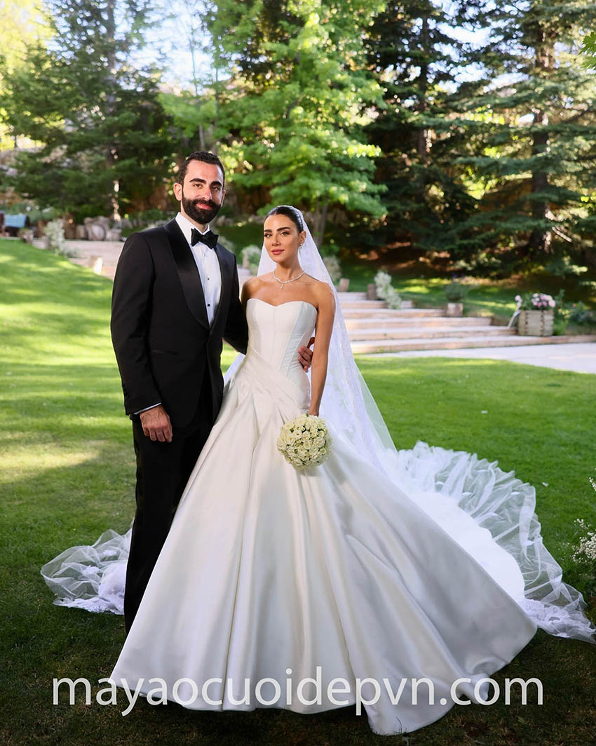 draped drop waist wedding gown