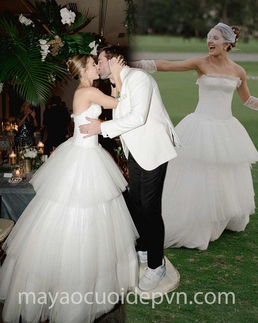 tiered drop waist wedding dress